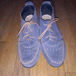 Minnetonka Vintage Blue Suede Moccasins